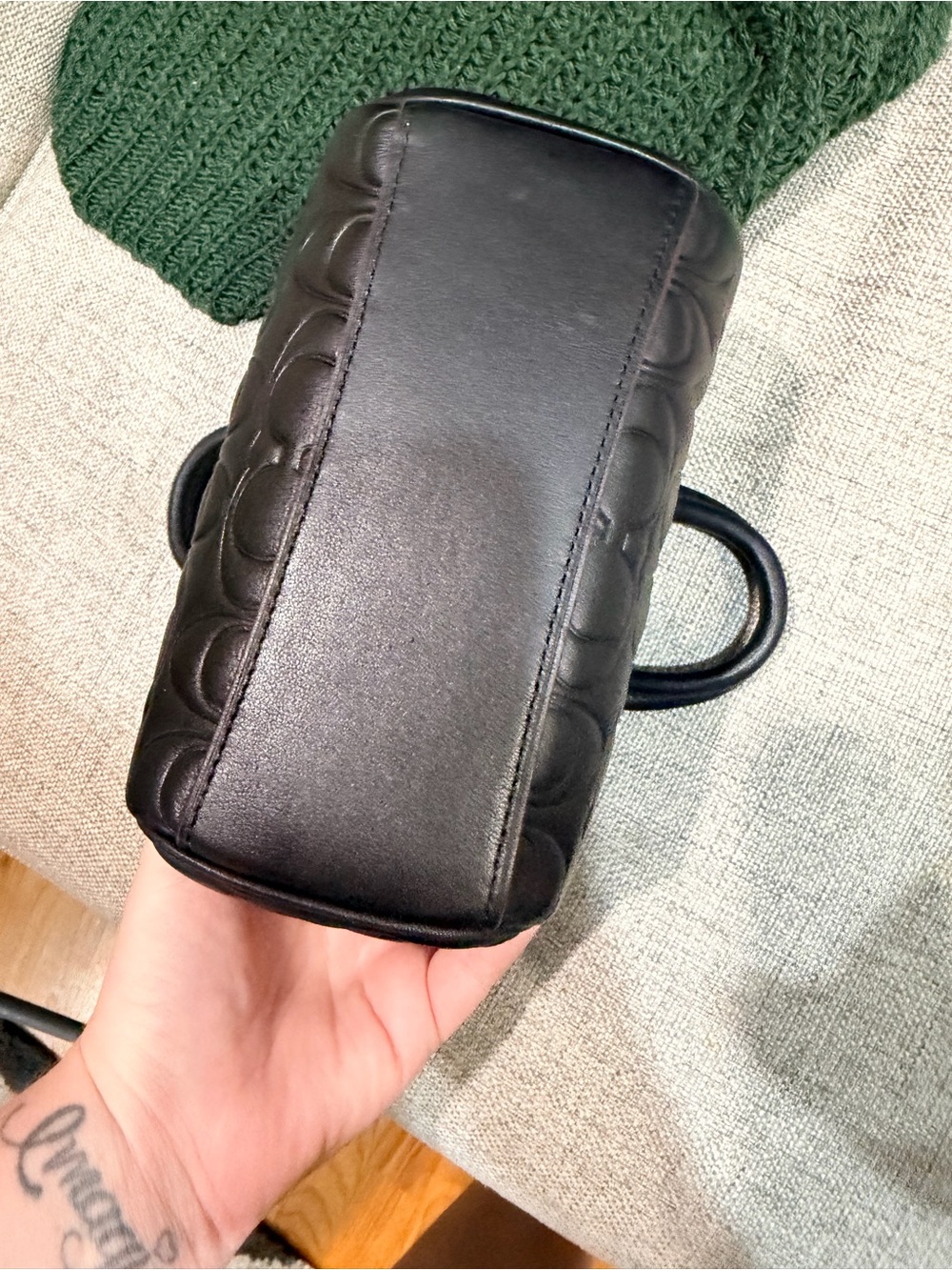 Coach Black Embossed Leather Mini Rowan *MISSING SHOULDER STRAP* - Picture 3 of 6